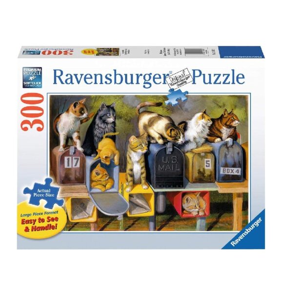 New sealed Ravensburger 300 pcs Large Format Puzzle-Cat's Got Mail - Picture 1 of 12